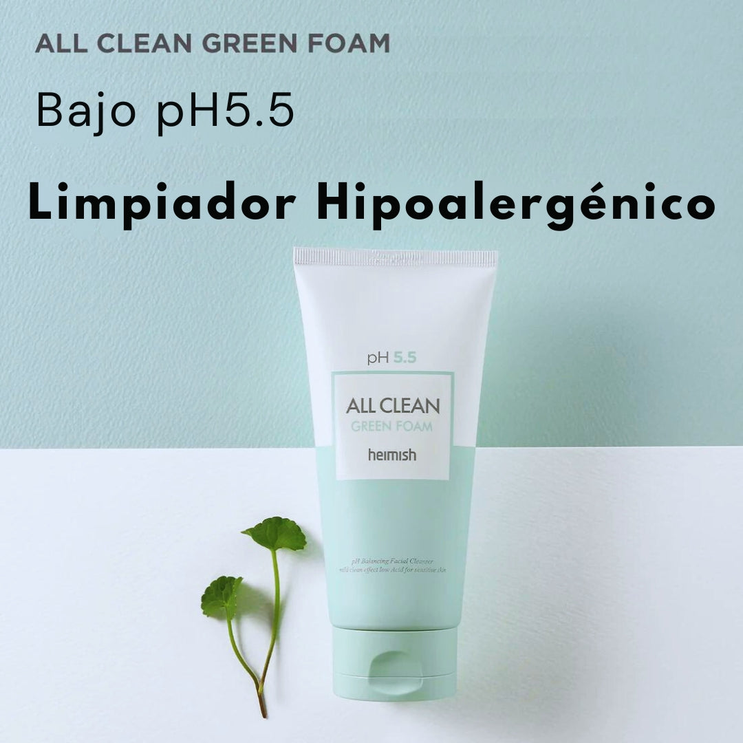 All Clean Green Foam 150ml HEIMISH – Limpiador Facial Vegano para Piel Sensible 3